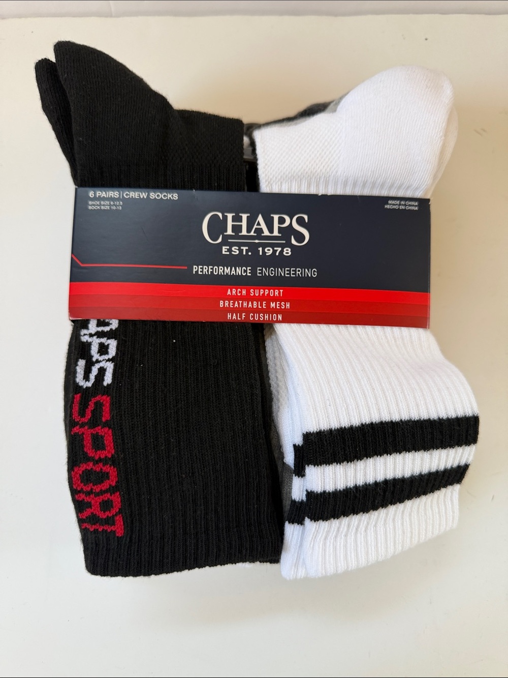 New Men’s Chaps 6 Pairs Crew Socks